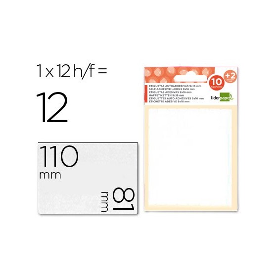 Etiquetas liderpapel sobre de 10 h. + 2 h. obsequio 81x110 mm 1 unidad por hoja