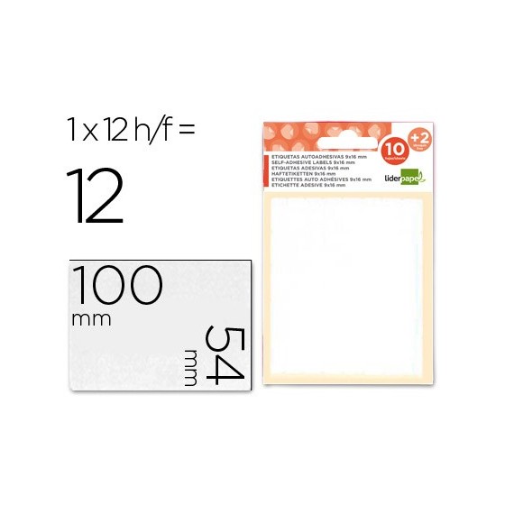 Etiquetas liderpapel sobre de 10 h. + 2 h. obsequio 54x100 mm -1 unidades por hoja