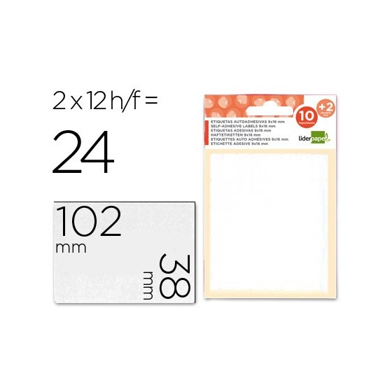 Etiquetas liderpapel sobre de 10 h. + 2 h. obsequio 38x102 mm -2 unidades por hoja