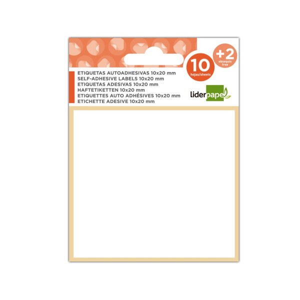 Etiquetas liderpapel sobre de 10 h. + 2 h. obsequio 22x32 mm -9 unidades por hoja