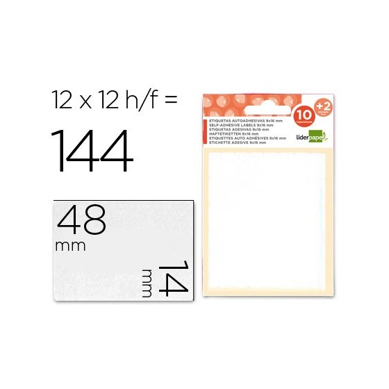 Etiquetas liderpapel sobre de 10 h. + 2 h. obsequio 14x48 mm -10 unidades por hoja