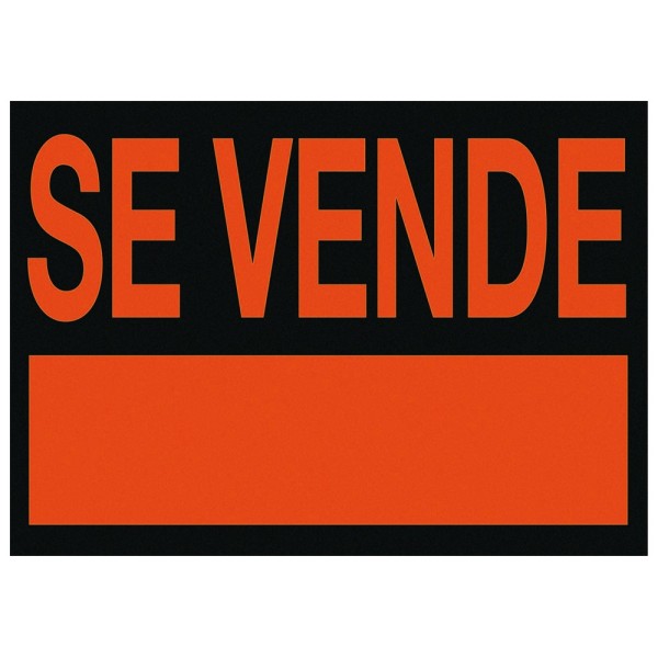 Cartel plastico \"se vende\" rojo fluorescente 700x500 mm
