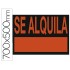 Cartel plastico \"se alquila\" rojo fluorescente 700x500 mm