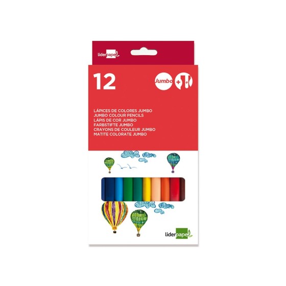 Lapices de colores liderpapel jumbo con sacapuntas caja de 12 colores
