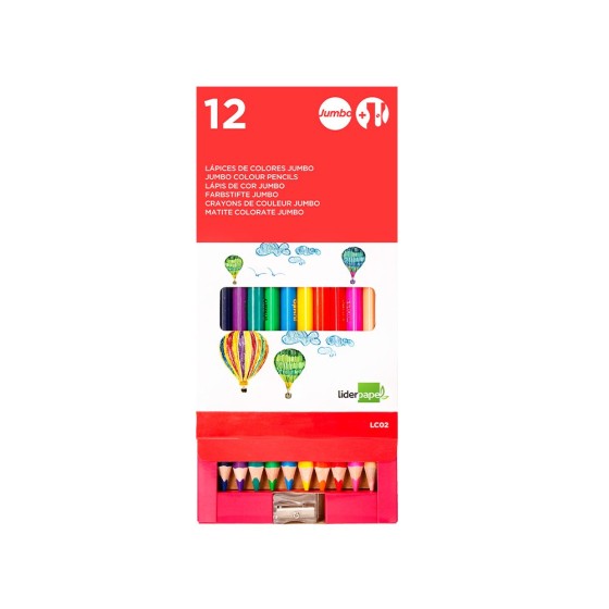 Lapices de colores liderpapel jumbo con sacapuntas caja de 12 colores