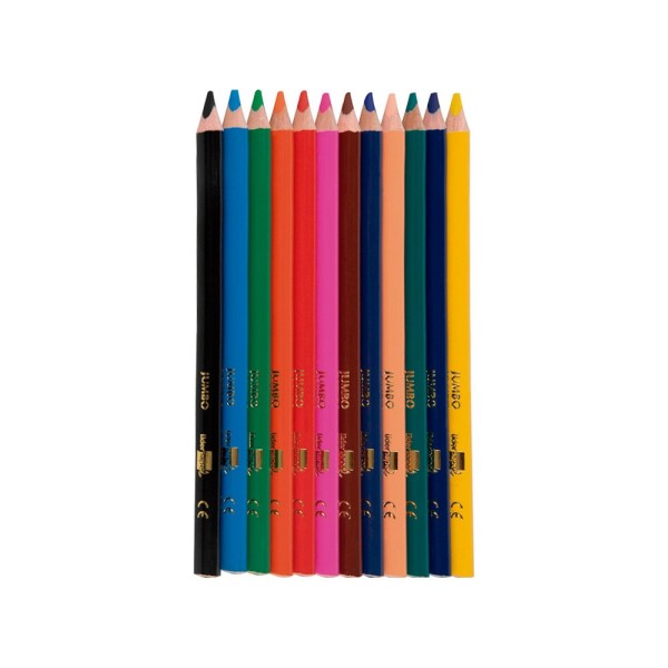 Lapices de colores liderpapel jumbo con sacapuntas caja de 12 colores