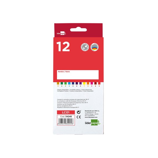 Lapices de colores liderpapel caja de 12 colores