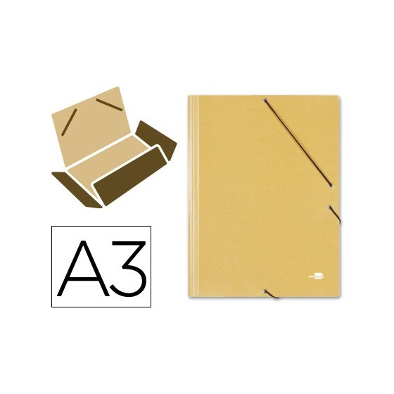 Carpeta liderpapel gomas a3 3 solapas carton prespan amarilla
