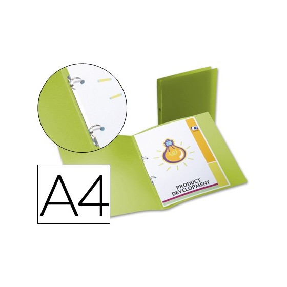 Carpeta liderpapel 2 anillas redondas mini 15 mm 49073 polipropileno din a4 verde translucido