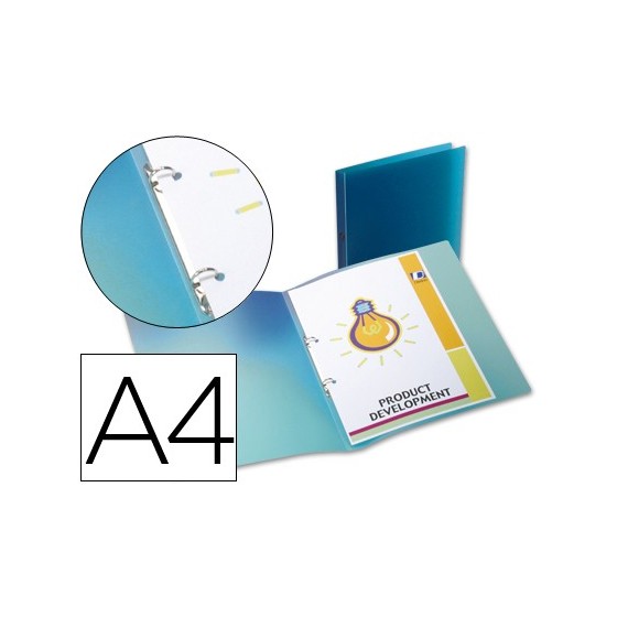 Carpeta liderpapel 2 anillas redondas mini 15 mm 49072 polipropileno din a4 azul translucido