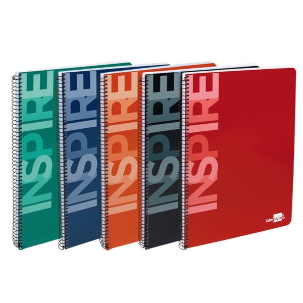 Cuaderno espiral liderpapel folio inspire tapa dura 80h 60 gr horizontal con margen colores surtidos