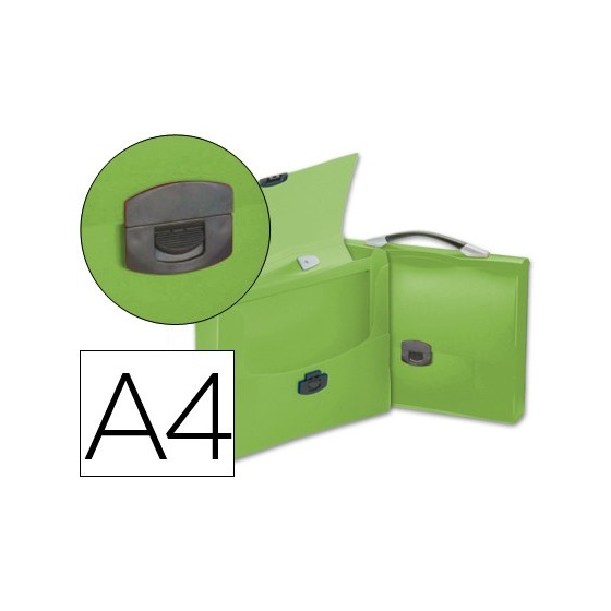 Carpeta liderpapel portadocumentos broche polipropileno din a4 verde transparente con asa