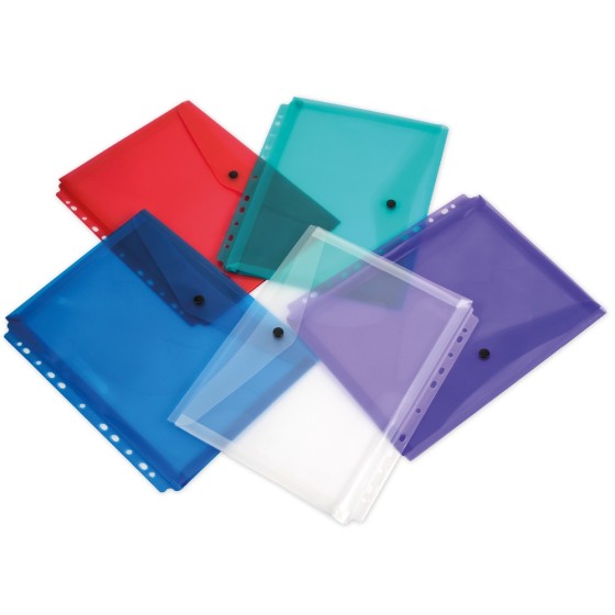 Carpeta liderpapel dossier broche 36669 polipropileno din a4 pack de 5 col.surtidos transparente multitaladro
