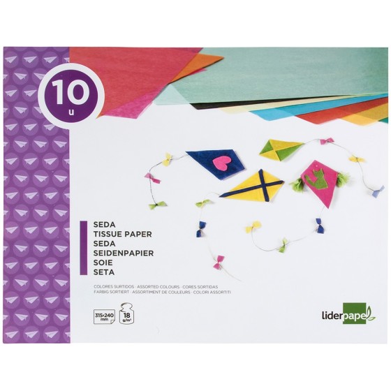 Bloc trabajos manuales liderpapel seda 240x315mm 10 hojas colores surtidos