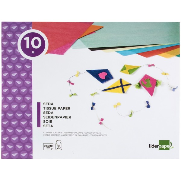 Bloc trabajos manuales liderpapel seda 240x315mm 10 hojas colores surtidos