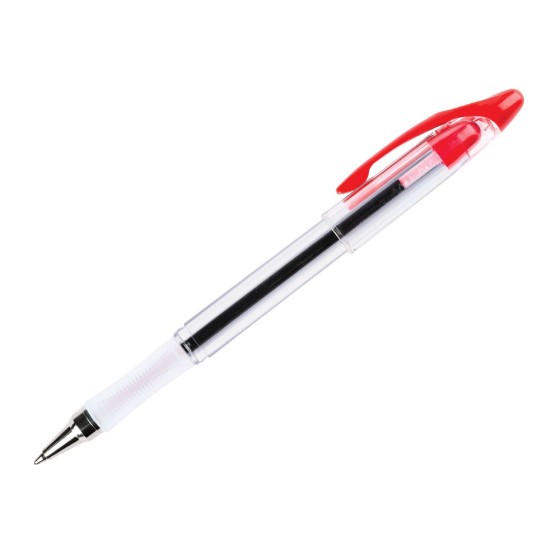 Boligrafo q-connect delta rojo sujecion de caucho con capuchon