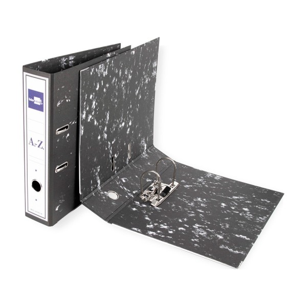 Archivador de palanca liderpapel carton forrado din a4 jaspeado negro sin caja-con rado