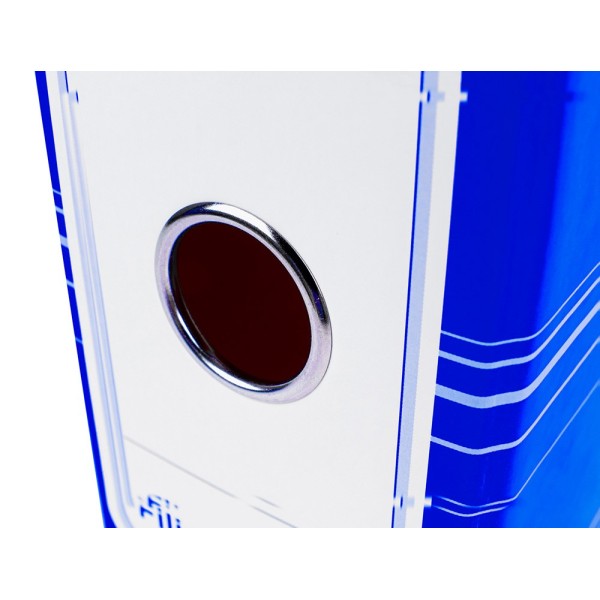 Archivador de palanca liderpapel a4 filing system forrado sin rado lomo 80mm azul con caja y compresor metalico