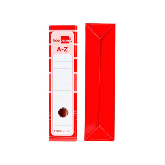 Archivador de palanca liderpapel a4 filing system forrado sin rado lomo 80mm rojocon caja y compresor metalico