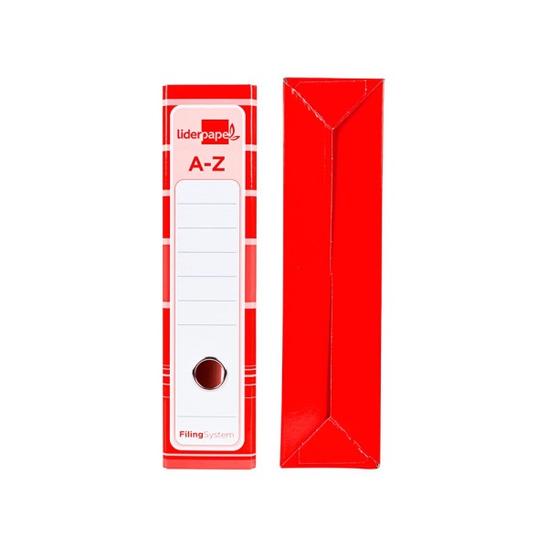 Archivador de palanca liderpapel a4 filing system forrado sin rado lomo 80mm rojocon caja y compresor metalico