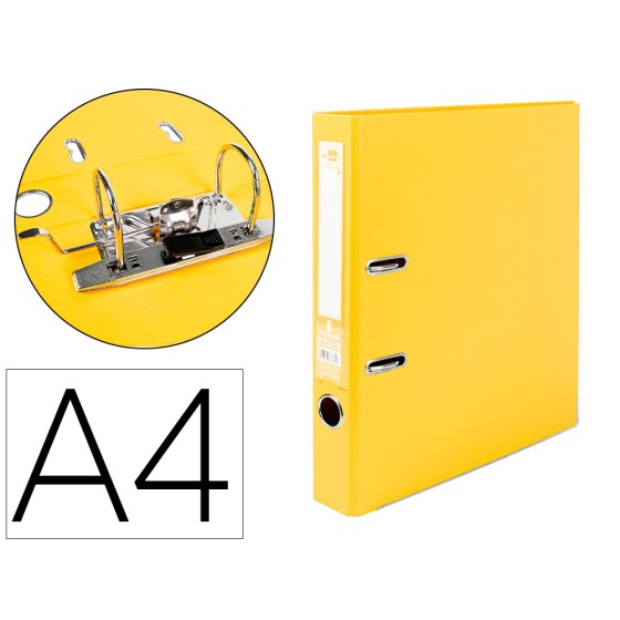 Archivador de palanca liderpapel a4 documenta forrado pvc con rado lomo 52mm amarillo compresor metalico