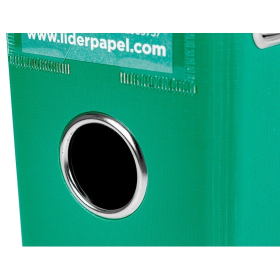 Archivador de palanca liderpapel a4 documenta forrado pvc con rado lomo 75mm verde compresor metalico