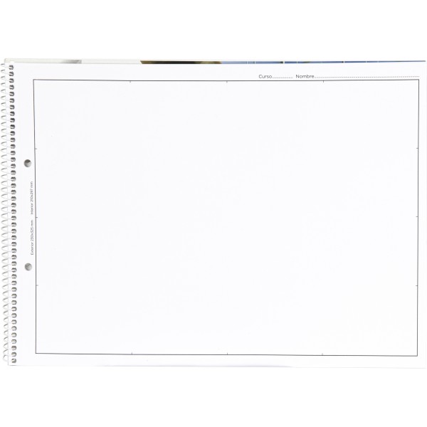 Bloc dibujo liderpapel lineal espiral 230x325mm 20 hojas 130g/m2 con recuadro 2 taladros perforado