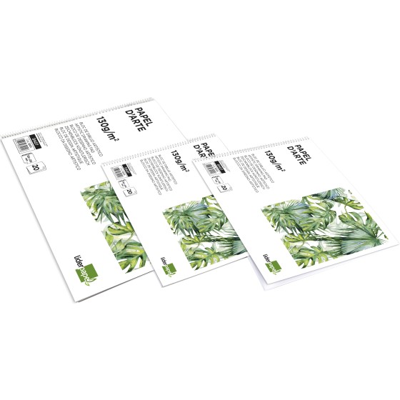 Bloc dibujo liderpapel artistico espiral 460x325mm 20 hojas 130g m2 sin recuadro perforado