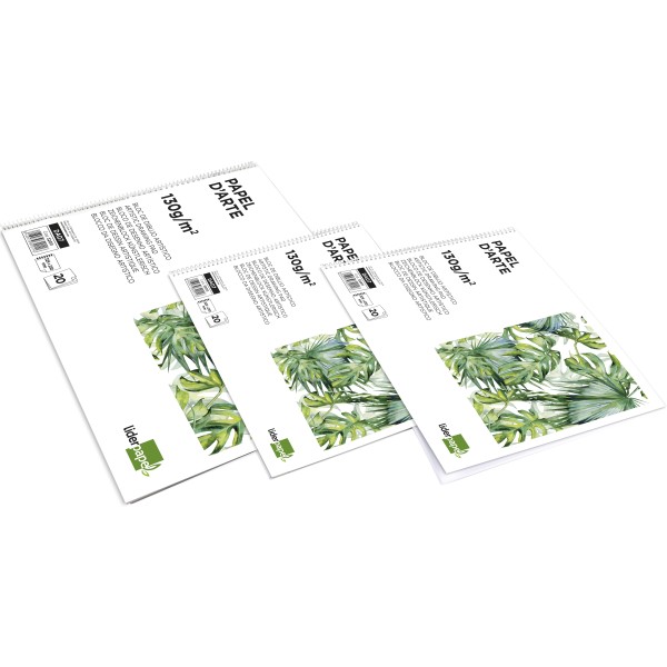 Bloc dibujo liderpapel artistico espiral 460x325mm 20 hojas 130g m2 sin recuadro perforado