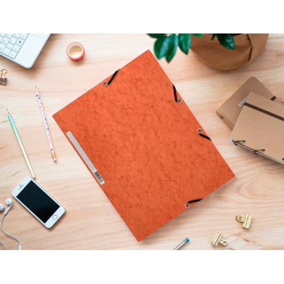 Carpeta q-connect gomas kf02170 carton simil-prespan solapas 320x243 mm naranja