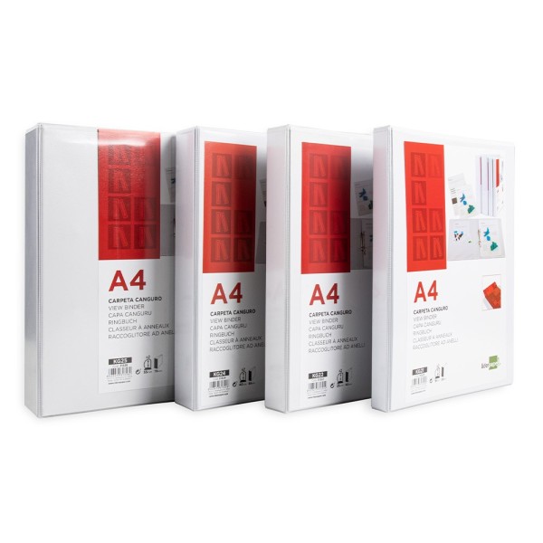 Carpeta canguro 2 anillas mixtas 55mm liderpapel a4 plastico blanca