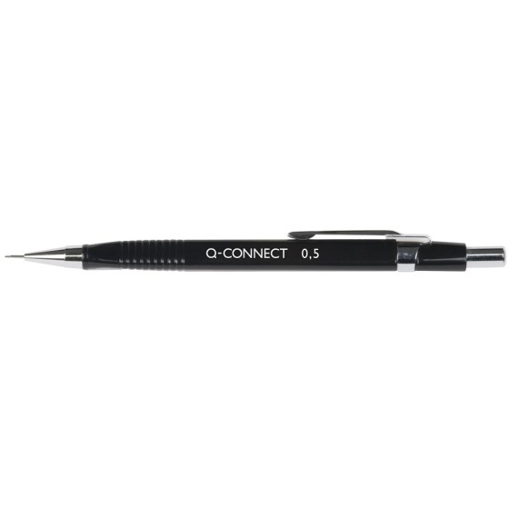 Portaminas q-connect 0,5 mm con tres minas cuerpo negro clip metalico