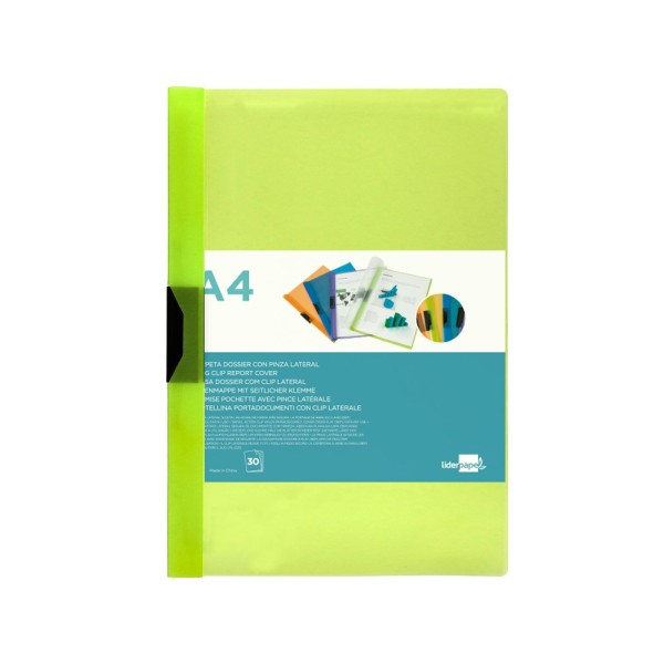Carpeta liderpapel dossier pinza lateral 45303 polipropileno din a4 verde cla30 hojas pinza deslizante