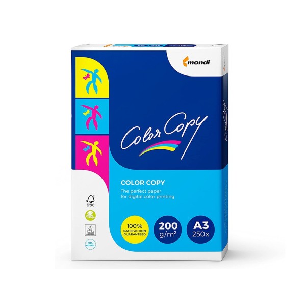 Papel fotocopiadora color copy din a3 200 gramos paquete de 250 hojas