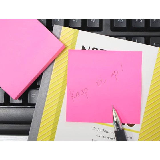 Bloc de notas adhesivas quita y pon q-connect 76x76 mm rosa neon 80 hojas