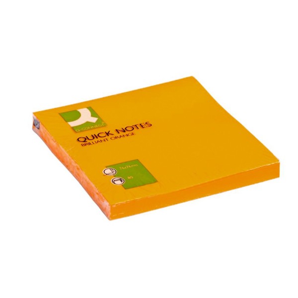 Bloc de notas adhesivas quita y pon q-connect 76x76 mm naranja neon 80 hojas