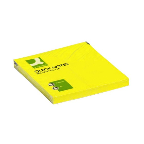 Bloc de notas adhesivas quita y pon q-connect 76x76 mm amarillo neon 80 hojas