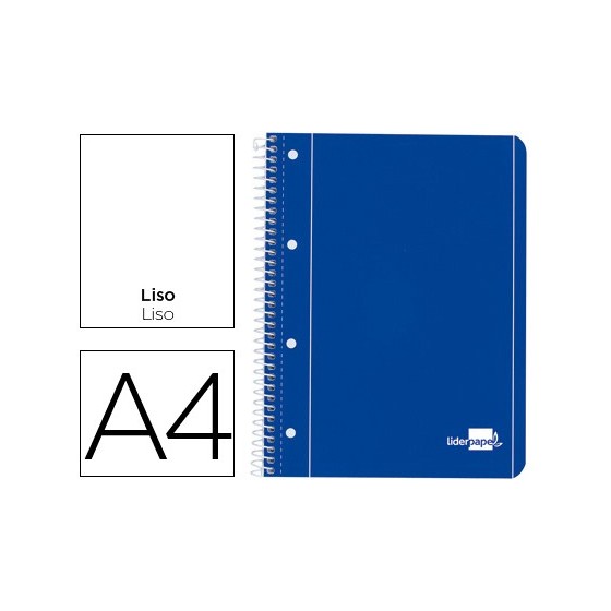 Cuaderno espiral liderpapel a4 micro serie azul tapa blanda 80h 75 gr liso con margen 4 taladros azul