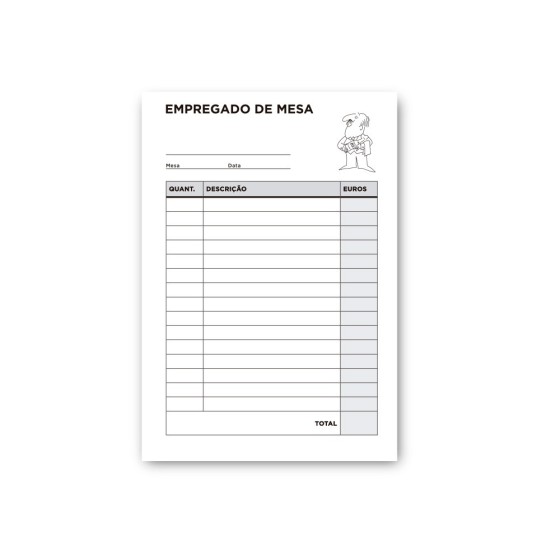 Talonario liderpapel camarero octavo -sin iva- 102 -texto en portugues