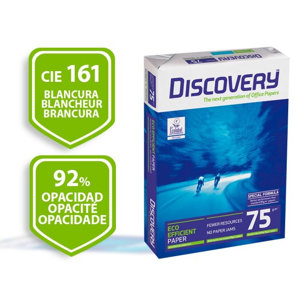 Papel fotocopiadora discovery din a4 75 gramos papel multiuso ink-jet y laserpaquete de 500 hojas