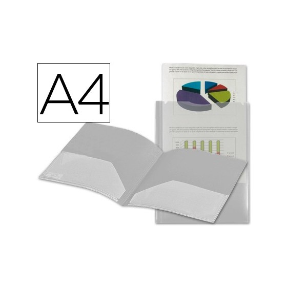Carpeta liderpapel dossier dos bolsas canguro 45684 polipropileno din a4 transparente