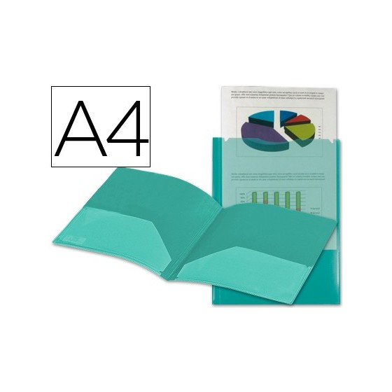 Carpeta liderpapel dossier dos bolsas canguro 45683 polipropileno din a4 verde