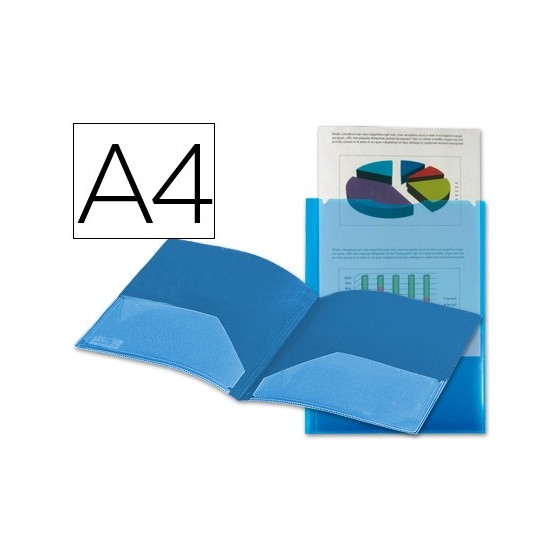 Carpeta liderpapel dossier dos bolsas canguro 45682 polipropileno din a4 azul