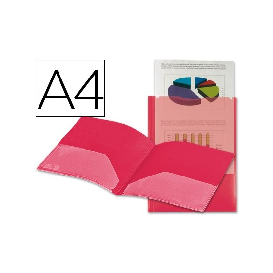 Carpeta liderpapel dossier dos bolsas canguro 45680 polipropileno din a4 roja