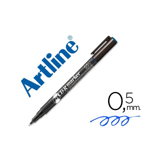 Rotulador artline para cd punta de fibra permanente ek-883 azul -punta redonda 0.5 mm