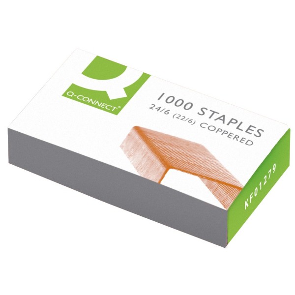 Grapas q-connect nº 23/6 cobreadas caja de 1000 unidades