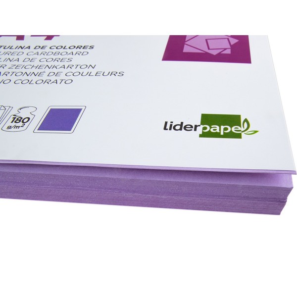 Cartulina liderpapel a4 180g/m2 lila paquete de 100 hojas