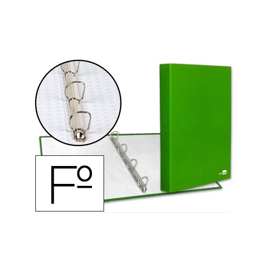 Carpeta de 4 anillas 25mm mixtas liderpapel folio cartonforrado paper coat verde frosty