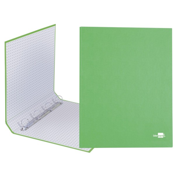 Carpeta de 4 anillas 25mm mixtas liderpapel folio cartonforrado paper coat verde frosty