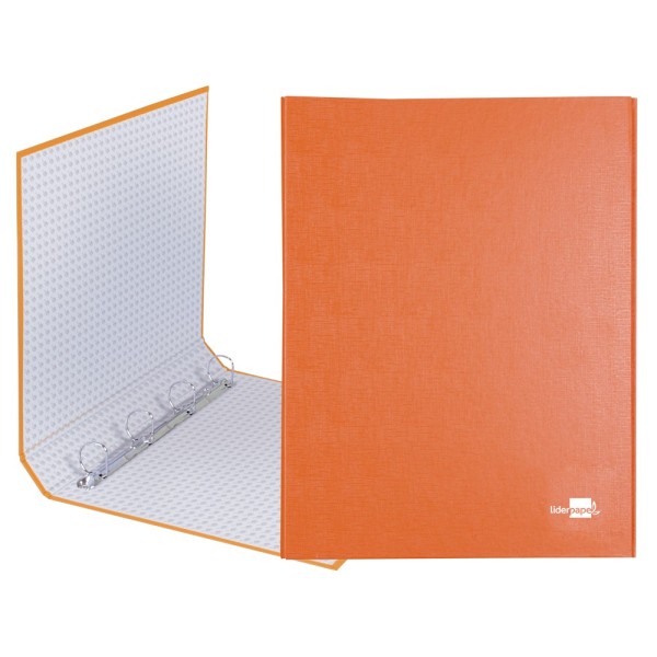Carpeta de 4 anillas 25mm mixtas liderpapel folio carton forrado paper coat naranja